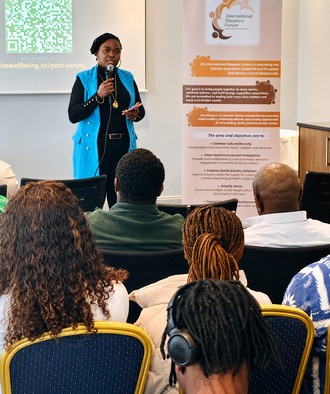 Laura Olaleye speaking at health event
